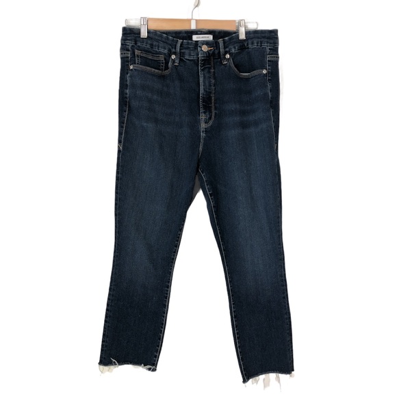 Good American Good Legs Crop Jeans Blue 345 Distressed Sz 18 - Picture 5 of 9